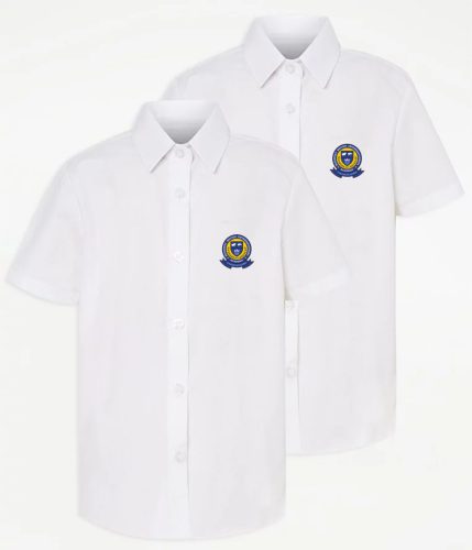 Girls' White Short Sleeve School Shirt 