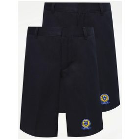   Navy Boys School Shorts Elastic or Half Elastic Waist (regular leg)